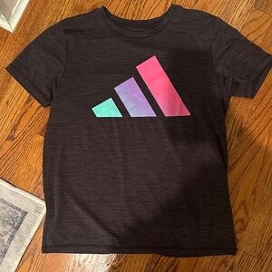 adidas Black Tee with Multicolor Logo